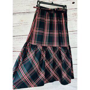 Free Assembly Plaid Skirt Womens Size 2 Side Zip A Line Belted Blue Green Red
